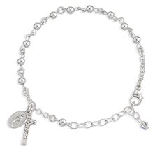 STERLING SILVER ROSARY BRACELET WITH HIGH POLISHED 4MM BEADS