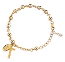 GOLD OVER STERLING SILVER ROSARY BRACELET WITH HIGH POLISHED 5MM BEADS