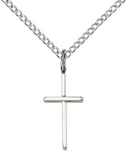 STERLING SILVER CROSS PENDANT WITH CHAIN - 1/2" x 1/4"