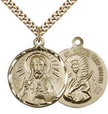14KT GOLD FILLED SCAPULAR PENDANT WITH CHAIN - 7/8" x 3/4"