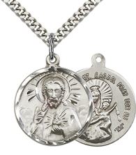 STERLING SILVER SCAPULAR PENDANT WITH CHAIN - 7/8" x 3/4"