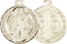 14KT GOLD ST BENEDICT MEDAL - 7/8" x 3/4"