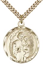 14KT GOLD FILLED ST JOSEPH PENDANT WITH CHAIN - 1" x 7/8"