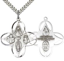 STERLING SILVER 4-WAY PENDANT WITH CHAIN - 1 1/4" x 1 1/8"