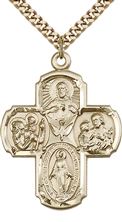 14KT GOLD FILLED 4-WAY PENDANT WITH CHAIN - 1 3/8" x 1"