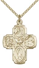 14KT GOLD FILLED 5-WAY PENDANT WITH CHAIN - 1" x 3/4"
