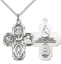 STERLING SILVER 5-WAY PENDANT WITH CHAIN - 1" x 3/4"