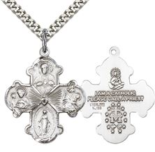 STERLING SILVER 4-WAY PENDANT WITH CHAIN - 1 1/8" x 7/8"