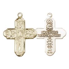 14KT GOLD 5-WAY MEDAL - 3/4" x 5/8"