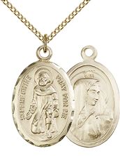 14KT GOLD FILLED ST PEREGRINE PENDANT WITH CHAIN - 1" x 5/8"