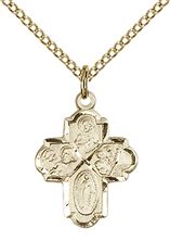 14KT GOLD FILLED 4-WAY PENDANT WITH CHAIN - 3/4" x 1/2"