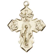 14KT GOLD 4-WAY MEDAL - 1 1/4" x 7/8"