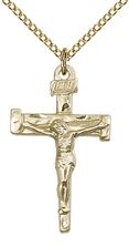 14KT GOLD FILLED NAIL CRUCIFIX PENDANT WITH CHAIN - 1" x 5/8"