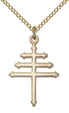 14KT GOLD FILLED MARONITE CROSS PENDANT WITH CHAIN - 7/8" x 5/8"