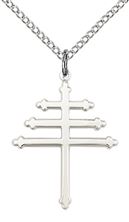 STERLING SILVER MARONITE CROSS PENDANT WITH CHAIN - 7/8" x 5/8"