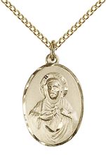 14KT GOLD FILLED SCAPULAR PENDANT WITH CHAIN - 3/4" x 1/2"