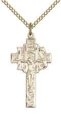 14KT GOLD FILLED CRUCIFIX-IHS PENDANT WITH CHAIN
