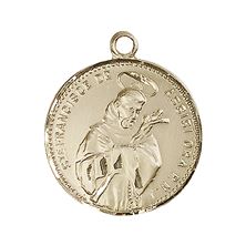 14KT GOLD ST FRANCIS OF ASSISI MEDAL - 7/8" x 3/4"