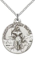 STERLING SILVER ST JOAN OF ARC PENDANT WITH CHAIN - 7/8" x 3/4"