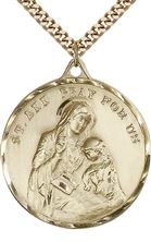 14KT GOLD FILLED ST ANN PENDANT WITH CHAIN - 1 3/8" x 1 1/8"