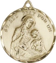 14KT GOLD ST ANN MEDAL - 1 3/8" x 1 1/8"