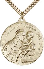 14KT GOLD FILLED ST ANTHONY PENDANT WITH CHAIN - 1 3/8" x 1 1/8"
