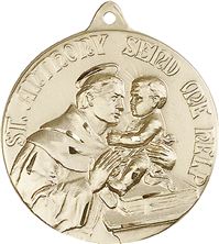 14KT GOLD ST ANTHONY MEDAL - 1 3/8" x 1 1/8"