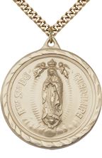 14KT GOLD FILLED OUR LADY OF GUADALUPE PENDANT WITH CHAIN - 1 3/8" x 1 1/4"