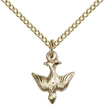 14KT GOLD FILLED HOLY SPIRIT PENDANT WITH CHAIN - 1/2" x 3/8"