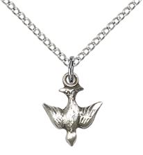 STERLING SILVER HOLY SPIRIT PENDANT WITH CHAIN - 1/2" x 3/8"