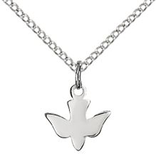 STERLING SILVER HOLY SPIRIT PENDANT WITH CHAIN - 3/8" x 3/8"