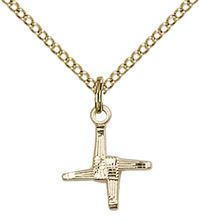 14KT GOLD FILLED ST BRIGID CROSS PENDANT WITH CHAIN - 1/2" x 3/8"