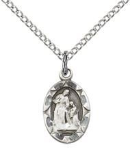 STERLING SILVER ST ANN PENDANT WITH CHAIN - 1/2" x 1/4"