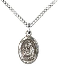STERLING SILVER ST ANTHONY PENDANT WITH CHAIN - 1/2" x 1/4"