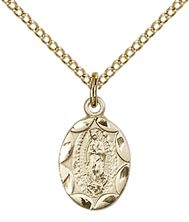 14KT GOLD FILLED OUR LADY OF GUADALUPE PENDANT WITH CHAIN - 1/2" x 1/4"