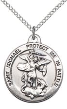 STERLING SILVER ST MICHAEL THE ARCHANGEL PENDANT WITH CHAIN