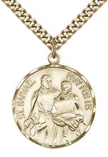 14KT GOLD FILLED ST RAPHAEL PENDANT WITH CHAIN - 7/8" x 3/4"