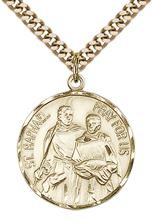 14KT GOLD FILLED ST RAPHAEL PENDANT WITH CHAIN - 7/8" x 3/4"