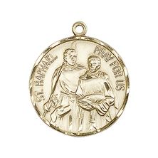 14KT GOLD ST RAPHAEL MEDAL - 7/8" x 3/4"