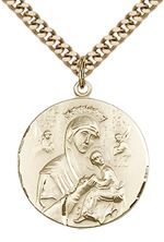 14KT GOLD FILLED OUR LADY OF PERPETUAL HELP PENDANT WITH CHAIN - 7/8" x 3/4"