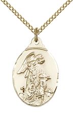 14KT GOLD FILLED GUARDIAN ANGEL PENDANT WITH CHAIN - 7/8" x 1/2"