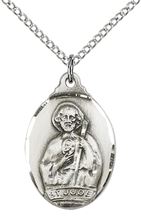 STERLING SILVER ST JUDE PENDANT WITH CHAIN - 7/8" x 1/2"
