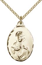 14KT GOLD FILLED SCAPULAR PENDANT WITH CHAIN - 7/8" x 1/2"
