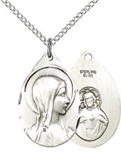 STERLING SILVER SORROWFUL MOTHER PENDANT WITH CHAIN - 7/8" x 1/2"