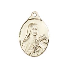 14KT GOLD ST THERESA MEDAL - 7/8" x 1/2"