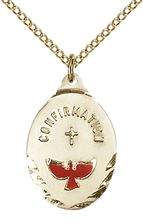 14KT GOLD FILLED CONFIRMATION PENDANT WITH CHAIN - 7/8" x 1/2"