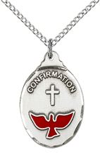 STERLING SILVER CONFIRMATION PENDANT WITH CHAIN - 7/8" x 1/2"