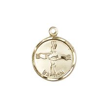 14KT GOLD BAPTISM MEDAL - 5/8" x 1/2"