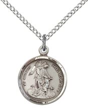 STERLING SILVER GUARDIAN ANGEL PENDANT WITH CHAIN - 5/8" x 1/2"