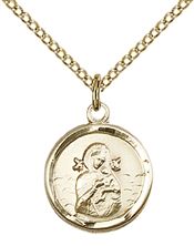 14KT GOLD FILLED OUR LADY OF PERPETUAL HELP PENDANT WITH CHAIN - 5/8" x 1/2"